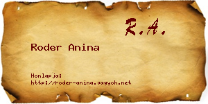Roder Anina névjegykártya
